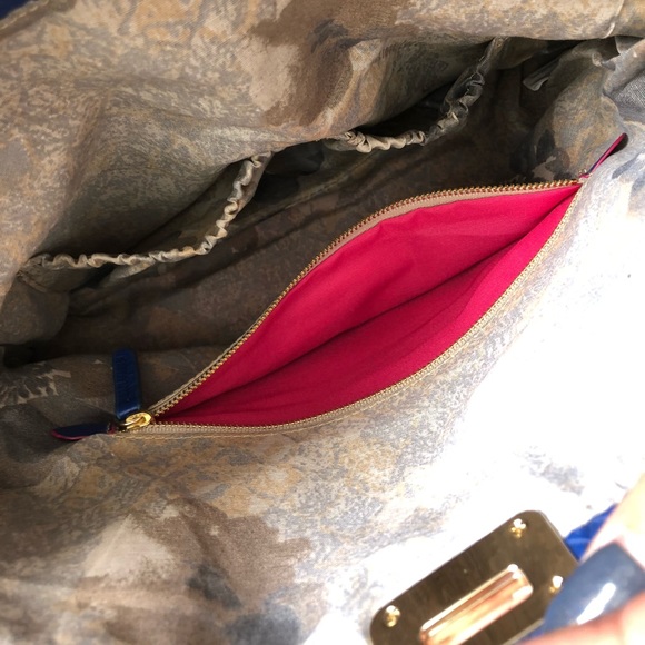 Elliot Lucca Blue Oversize Woven Convertible Clutch Crossbody - Picture 5 of 9